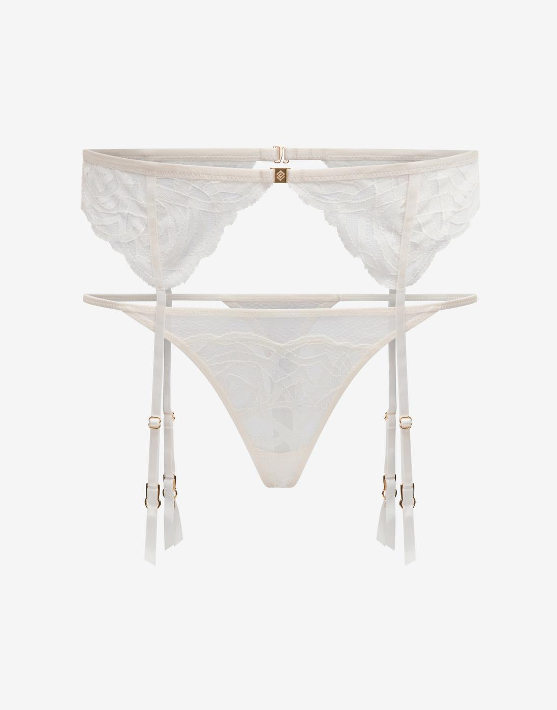 Rose Lace Thong & Garter Set